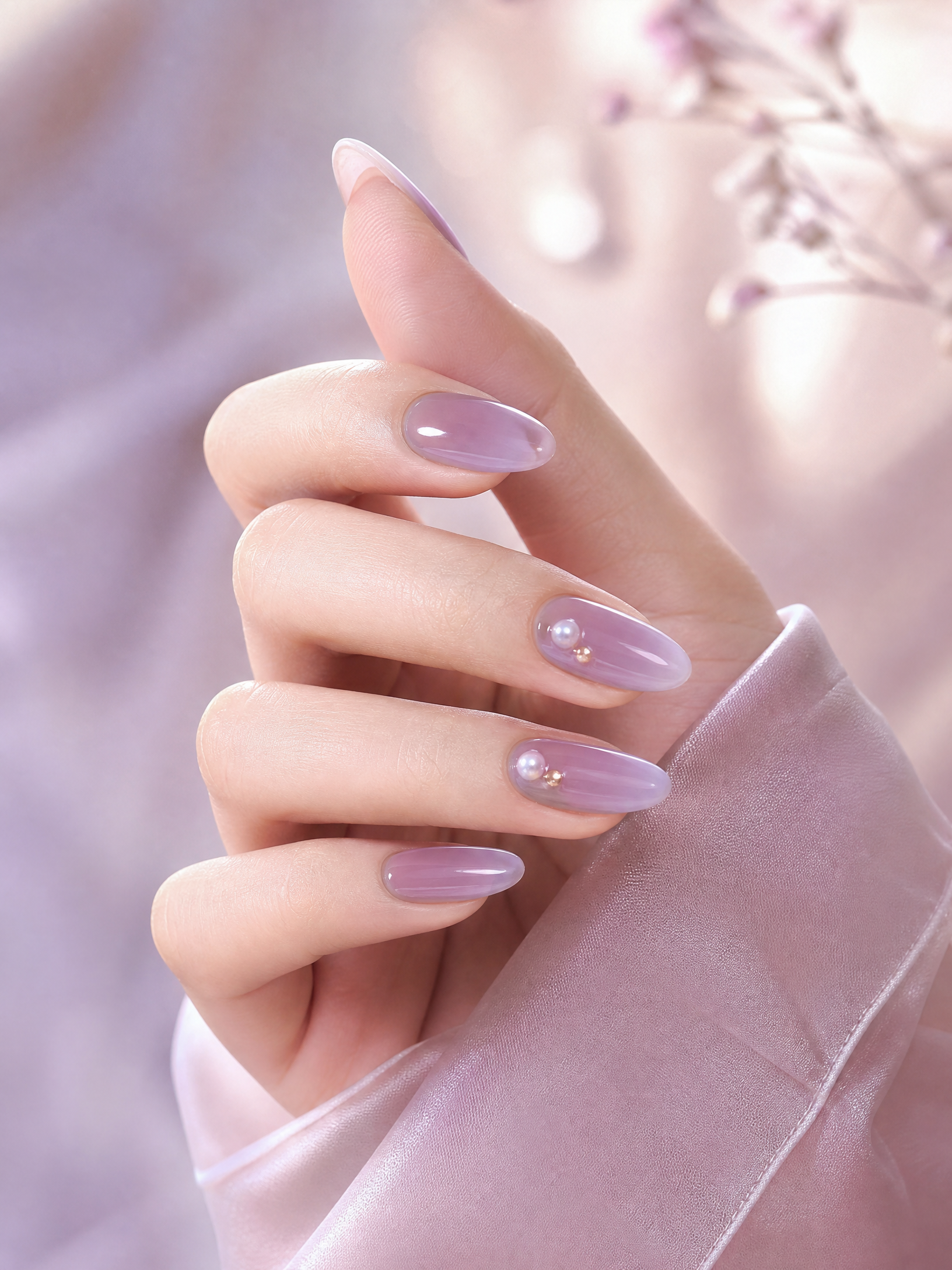 Lila jelly nail art uygulaması